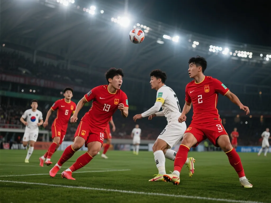 国足再战韩国激烈瞬间